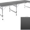 Camping Table 6FT Folding Table Large 3 Adjustable Height Portable Picnic Camp Aluminum Outdoor Table Picnic BBQ Black