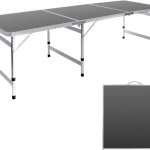 Camping Table 6FT Folding Table Large 3 Adjustable Height Portable Picnic Camp Aluminum Outdoor Table Picnic BBQ Black
