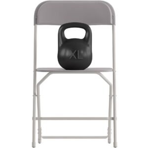 Big and Tall Commercial Folding Chair - Extra Wide 650LB. Capacity - Durable Plastic - Gray, 4-Pack
