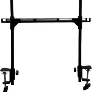 Camping Hanging Rack,2-Tier Clamp-On Camp Table Organizer, Black, Foldable Cookware Organizer for Picnic, Barbecue (Small Size with 4 Hooks and a Tabletop) 13.8" L x 21.7" H x 2"