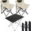 Folding Camping Chair Set of 3,Lightweight Camp Chairs with Table,Large Lawn Chair Portable for Adults Hiking,Fishing,Beach,Picnic,Patio,Travel,Carry Bag