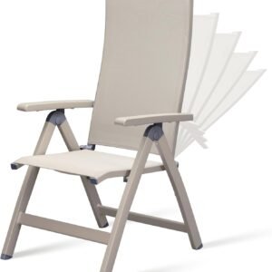 Adjustable Folding Chair, Indoor Bedroom, Outdoor Balcony, Patio, Courtyard Swimming Pool, Porch, for Comfortable Foldable Lounge Chair, Portable Cozy Recliner, Metal Frame