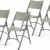 Series High Back Folding Chairs, Blow-Molded Polyethylene Commercial-Grade Seating for Indoor and Outdoor Use, 500 lb Weight Capacity, 4-Pack (Light Gray)