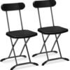 Folding Chair, 400lbs Plastic Chairs Set with Steel Frame & Ergonomic Curved Back, Indoor & Outdoor Commercial Event Seat for Meeting, Wedding, Stackable Lightweight Folding Chairs (2, Black)
