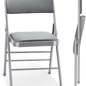 2 Pack Folding Chairs with  Padded Cushion and Back, Commercial Grade Metal Chairs with Comfortable  Leather Cushion for Home and Office, for Indoor and Outdoor Events