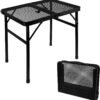 Folding Grill Table, Camping Table 2ft Metal Collapsible Grill Table Height Adjustable Lightweight & Portable Grill Stand Table with Mesh Desktop for Outdoor Picnic BBQ Camping Beach RV