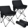 Outdoor Camping Chair for Adult, Large Portable Folding Moon Chairs with Carry Bag for Patio Beach, Fishing, Lawn and More Outdoor Sports,  Oxford Fabric & Heavy Duty Steel (2, Black)