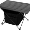 Portable Folding Aluminum Alloy Camping Table with High-Capacity Storage and Carry Bag, Small Size, for Camping, Traveling, Hiking, Fishing, Beach, BBQ,Black