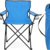 Folding Camping Chair & Carrying Bag, Foldable Camp Chair with Cup Holders for Adults, Portable for Lawn, Outdoors, Fishing, Hiking, Travel, Picnic, Beach, Oversized & Supports 275lbs (Blue)