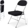Folding Chairs with Padded Thick Seat, Durable Corduroy Fabric, Portable Stackable Commercial Folding Office Chair with Steel Frame for Events Office Wedding Party,650LB,2 Pack,Black