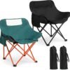 2 Pack Compact Camping Chairs Portable Folding for Outside with Carry Bag Lightweight Moon Chairs for Travel Picnic Hiking Beach Fishing,  Oxford, Supports 330lbs(Green, Black)