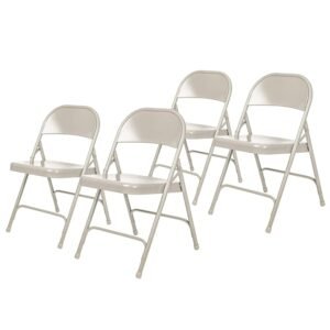 Series All-Steel Heavy-Duty Folding Chairs with 500 lb Weight Capacity (4-Pack, Gray)