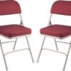 Series Heavy Duty, Industrial Grade, Premium Fabric Folding Chairs 2" Ultra Padded Seat Double Hinged Steel Frame (2 Pack, Red/Gray)