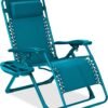 Adjustable Zero Gravity Chair, Monochromatic Color Folding Patio Recliner w/Side Tray, Headrest - Peacock