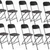Set of 10,Black Plastic Folding Chair Steel Frame Commercial High Capacity Event Chair Lightweight Set for Office Wedding Party Picnic Kitchen Dining Church School